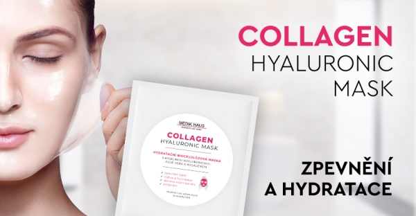 Collagen Hyaluronic Mask: NOVINKA! Představujeme Vám unikátní Collagen Hyaluronic Mask, která aktivně hydratuje pokožku, regeneruje, zpevňuje a zlepšuje pružnost pleti díky vysokému obsahu kolagenu a kyseliny hyaluronové.